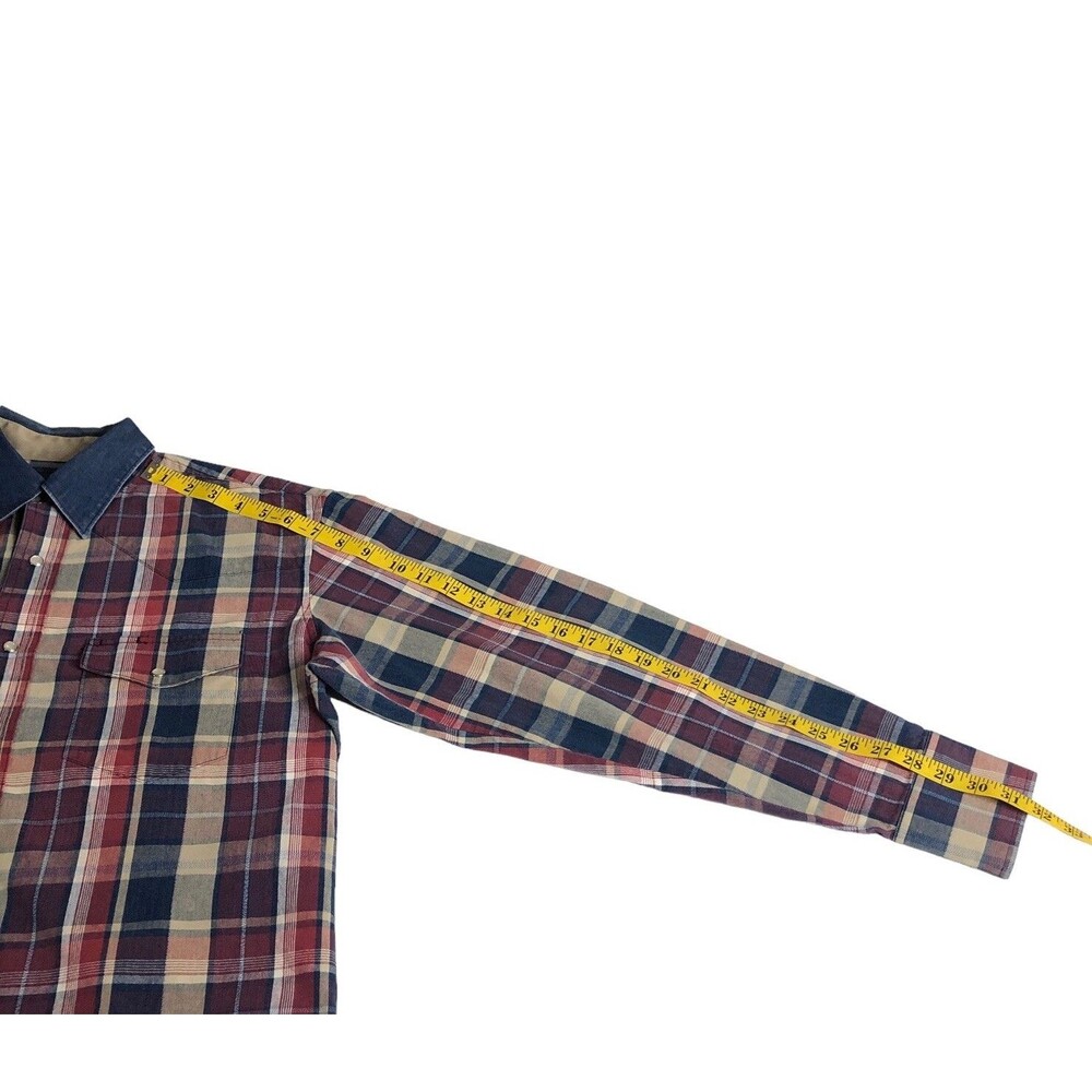 Vintage 90s Wrangler Pearl Snap Shirt Mens XL Plaid Cotton Western Cowboy‎ Rodeo - Picture 14 of 15